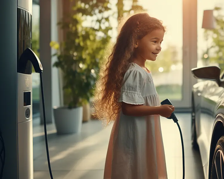 Voiture à côté de sa borne de recharge